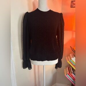 Alice blue black sheer long sleeve polka dot sweater